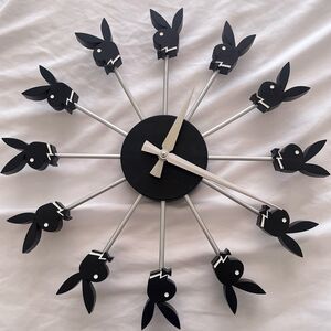 Rare Playboy Bunny Head Clock All Over 2000s Home Decor Iconic Black Limited‎